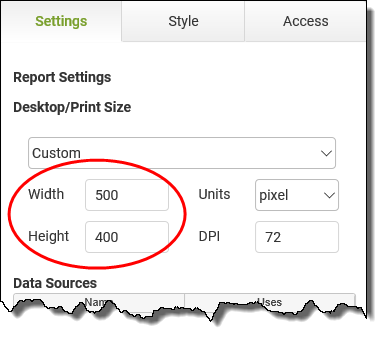 Width and Height Fields