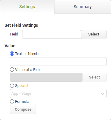 Set Field Settings