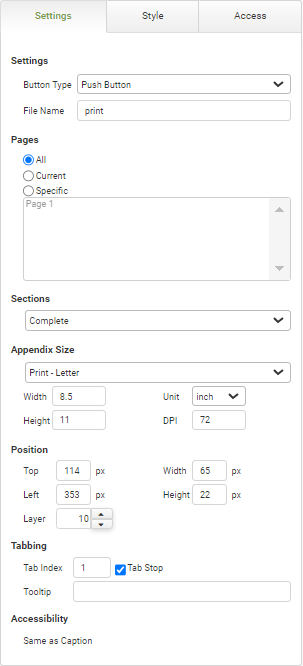 Print Button Settings