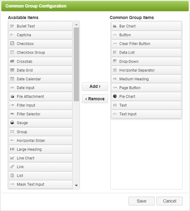 Common Group Configuration Report