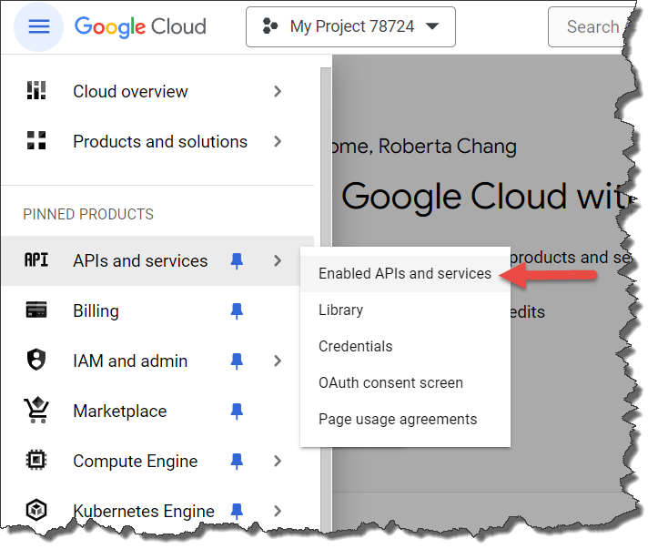 Google API Console - Enable API and services