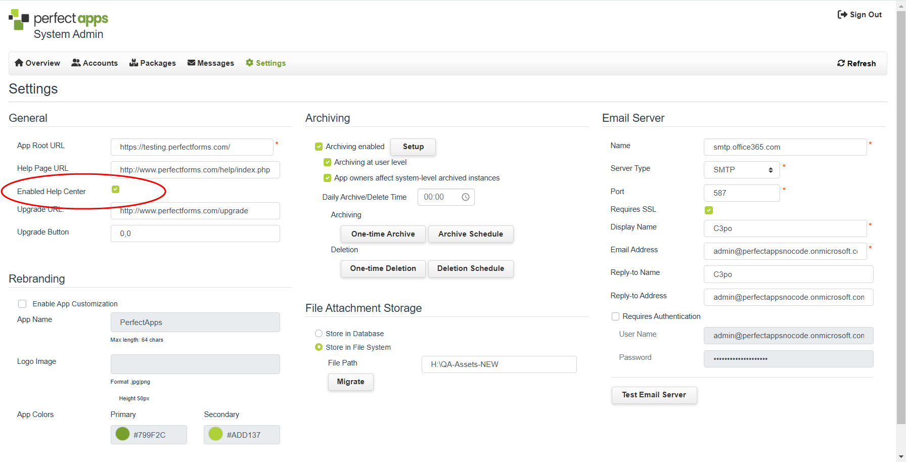 Help Center Enabled Check Box